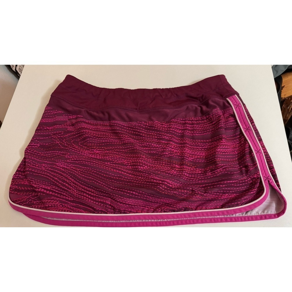ATHLETA Tennis Work Out Skort Skirt Women's 10 Merlot/Pink Zip Pocket Shorts